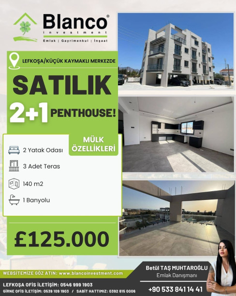 LEFKOŞA/KÜÇÜK KAYMAKLI MERKEZDE 2+1 PENTHOUSE KİRALIK-1