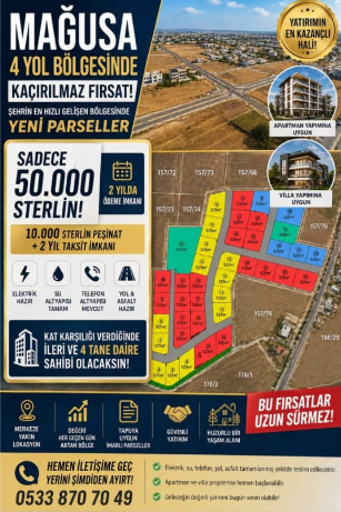 MAĞUSA’NIN EN GÜZEL PLAJLARINA YAKIN APARTMANLIK ARSA FIRSATI-1